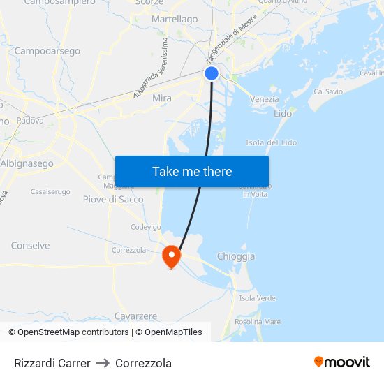 Rizzardi Carrer to Correzzola map