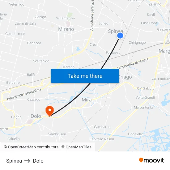 Spinea to Dolo map