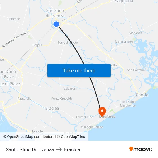 Santo Stino Di Livenza to Eraclea map