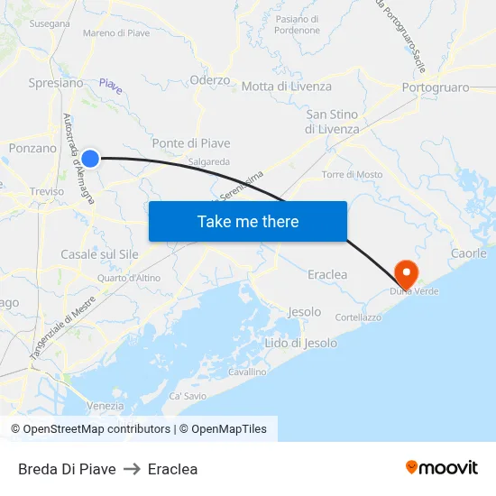 Breda Di Piave to Eraclea map