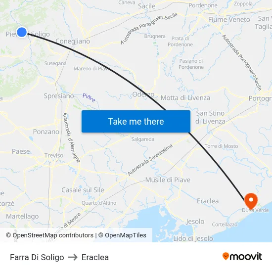 Farra Di Soligo to Eraclea map