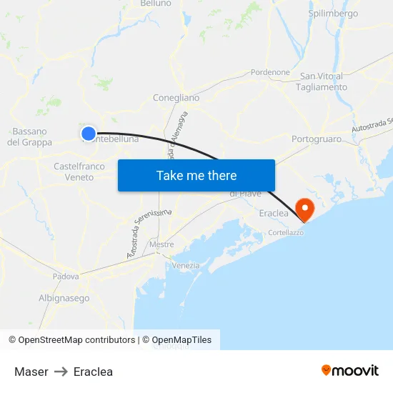 Maser to Eraclea map