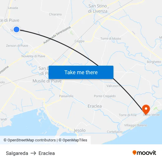 Salgareda to Eraclea map
