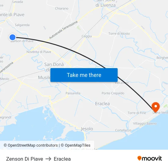 Zenson Di Piave to Eraclea map