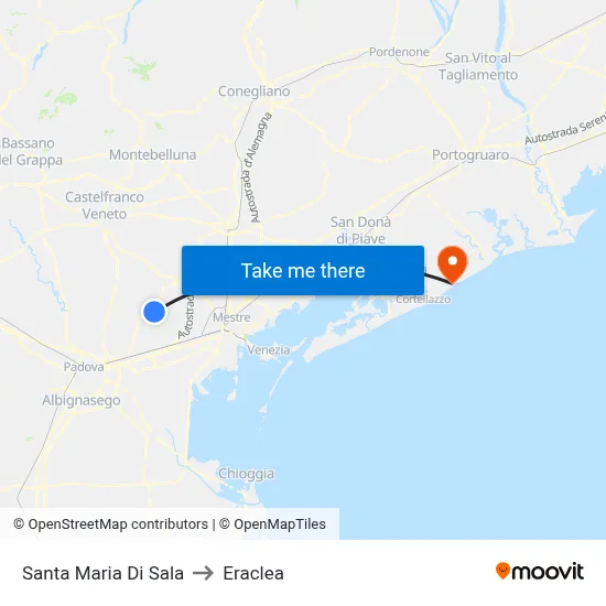 Santa Maria Di Sala to Eraclea map