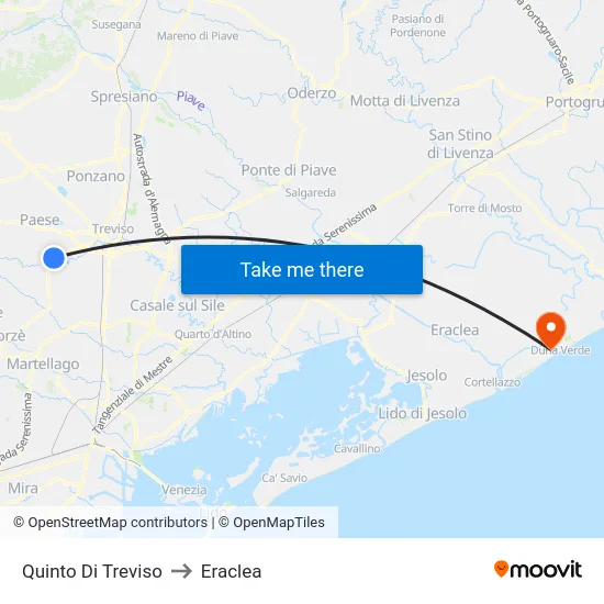 Quinto Di Treviso to Eraclea map
