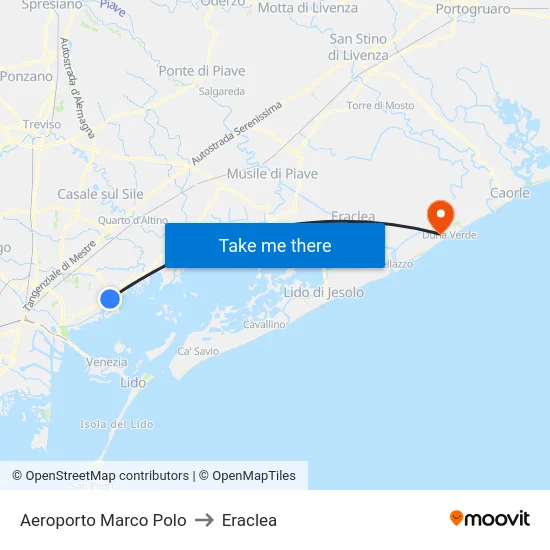 Aeroporto Marco Polo to Eraclea map