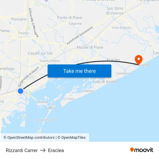 Rizzardi Carrer to Eraclea map