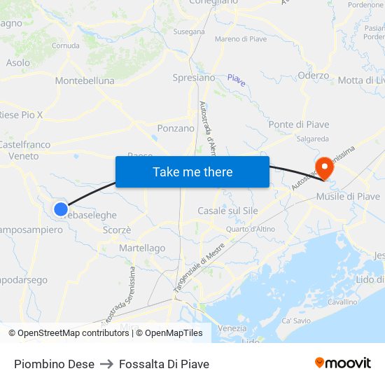 Piombino Dese to Fossalta Di Piave map