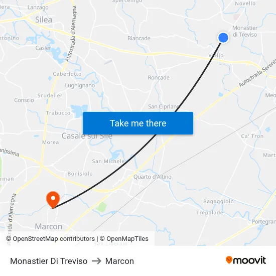 Monastier Di Treviso to Marcon map