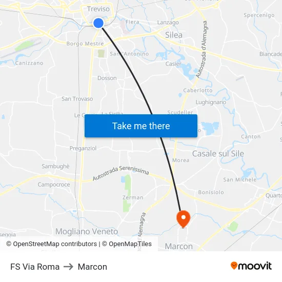 FS Via Roma to Marcon map