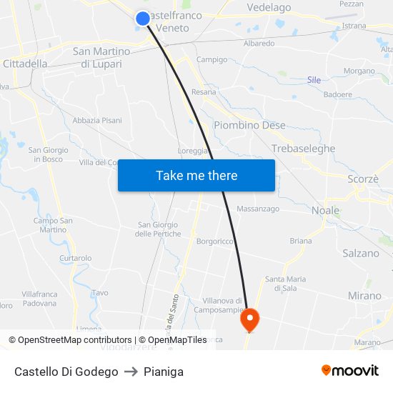 Castello Di Godego to Pianiga map