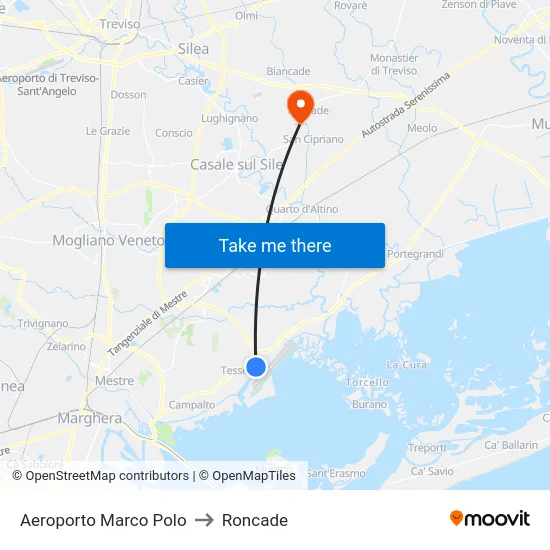 Aeroporto Marco Polo to Roncade map