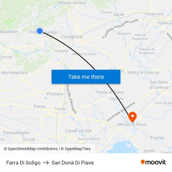 Farra Di Soligo to San Donà Di Piave map