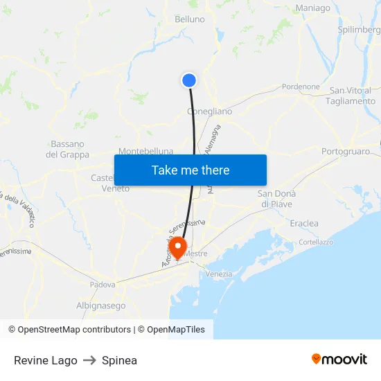 Revine Lago to Spinea map