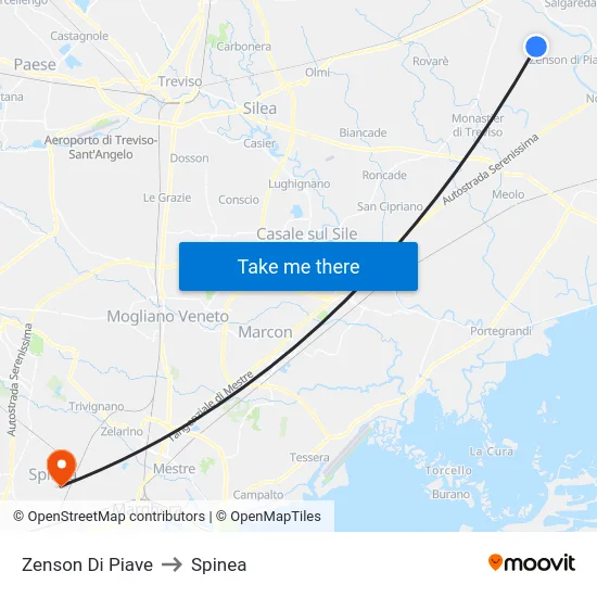 Zenson Di Piave to Spinea map