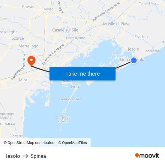 Iesolo to Spinea map