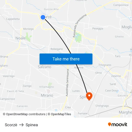 Scorzè to Spinea map