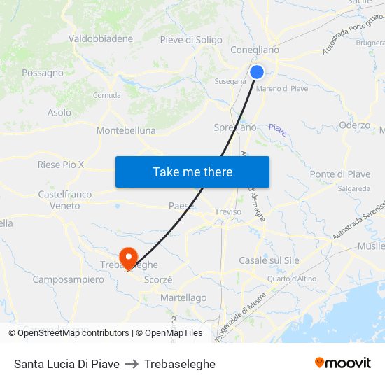 Santa Lucia Di Piave to Trebaseleghe map