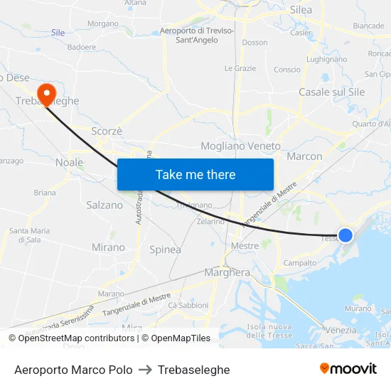 Aeroporto Marco Polo to Trebaseleghe map