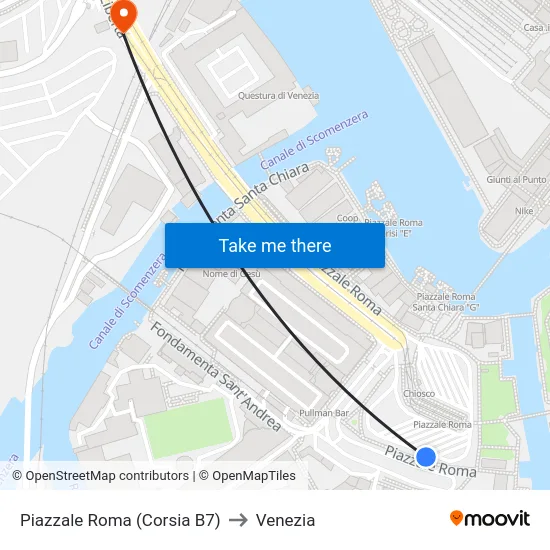 Piazzale Roma (Corsia B7) to Venezia map