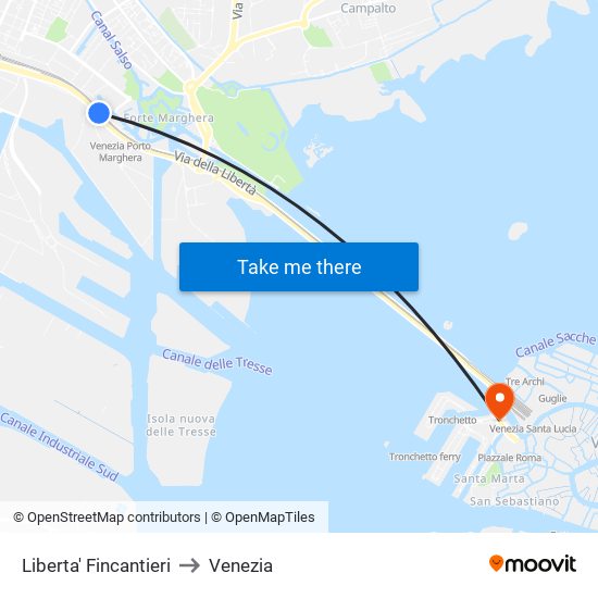 Liberta' Fincantieri to Venezia map