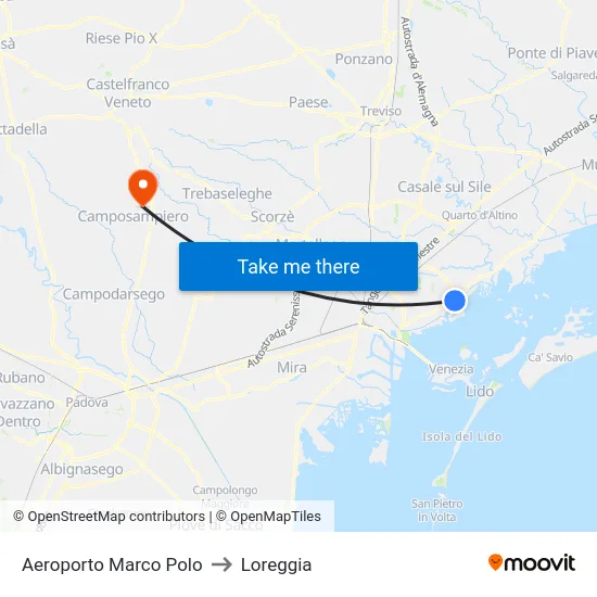 Aeroporto Marco Polo to Loreggia map