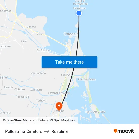 Pellestrina Cimitero to Rosolina map