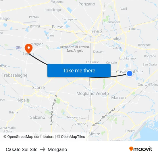Casale Sul Sile to Morgano map