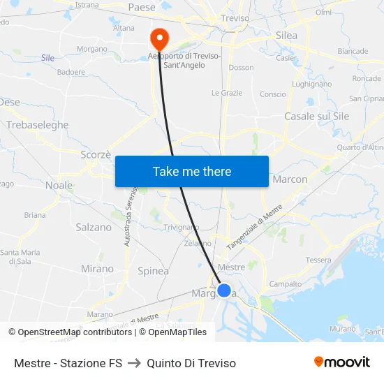 Mestre - Stazione FS to Quinto Di Treviso map