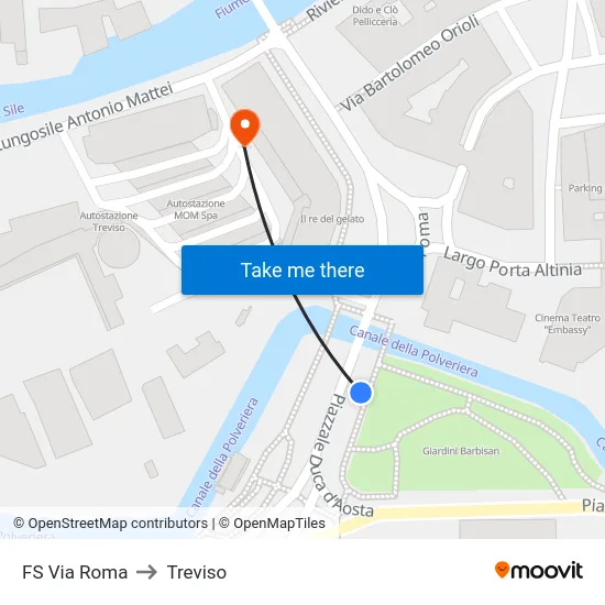 FS Via Roma to Treviso map