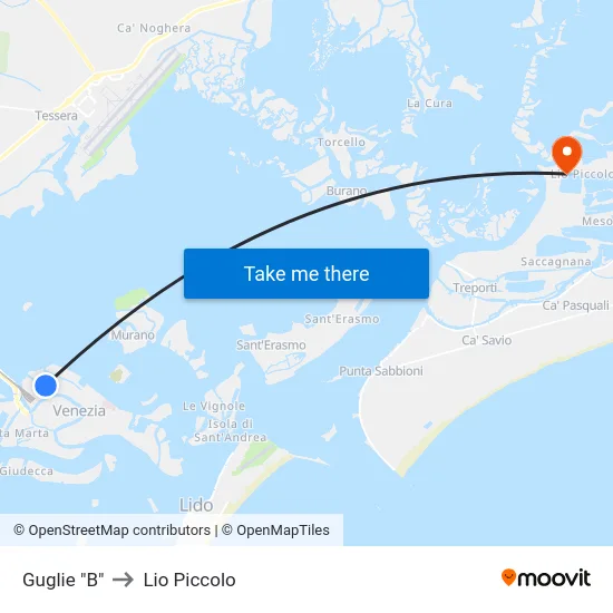 Guglie "B" to Lio Piccolo map