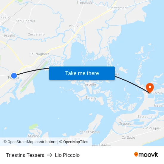 Triestina Tessera to Lio Piccolo map