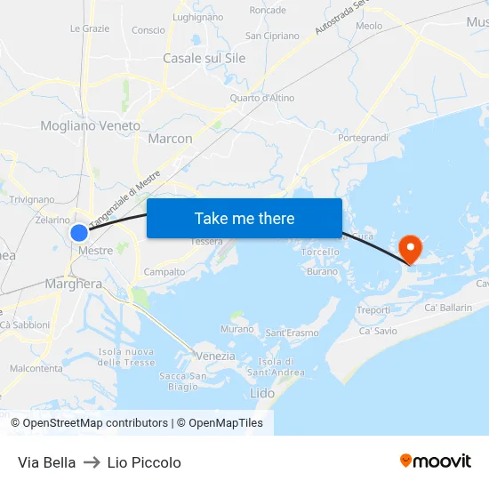 Via Bella to Lio Piccolo map