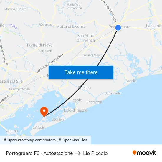 Portogruaro FS - Autostazione to Lio Piccolo map