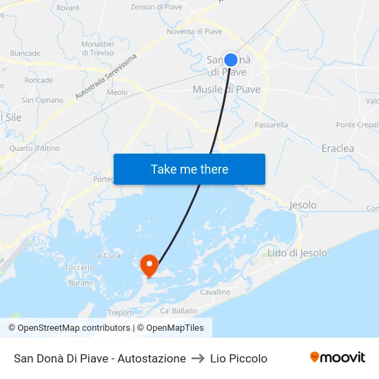 San Donà Di Piave - Autostazione to Lio Piccolo map