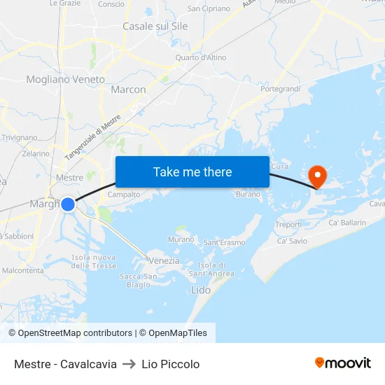 Mestre - Cavalcavia to Lio Piccolo map