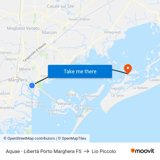 Aquae - Libertà Porto Marghera FS to Lio Piccolo map