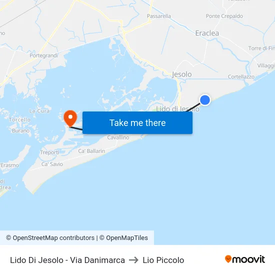 Lido Di Jesolo - Via Danimarca to Lio Piccolo map