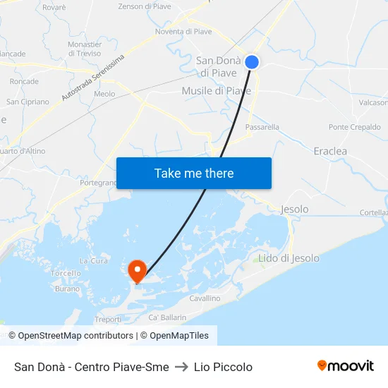 San Donà - Centro Piave-Sme to Lio Piccolo map