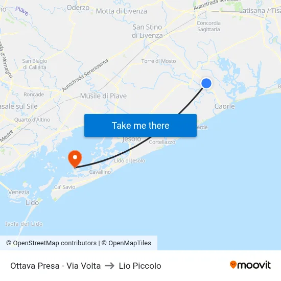 Ottava Presa - Via Volta to Lio Piccolo map