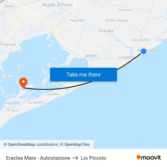 Eraclea Mare - Autostazione to Lio Piccolo map