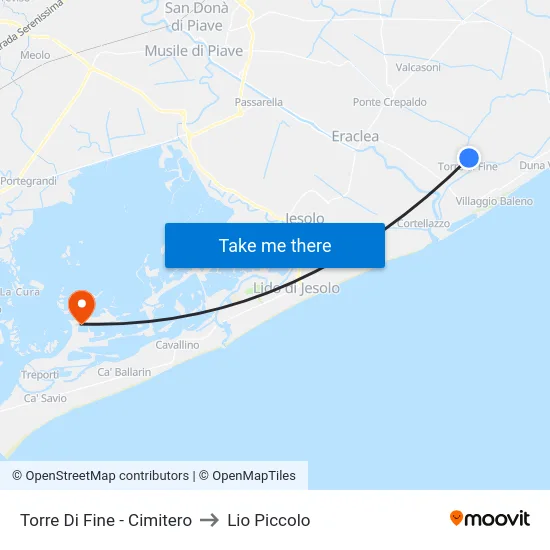 Torre Di Fine - Cimitero to Lio Piccolo map