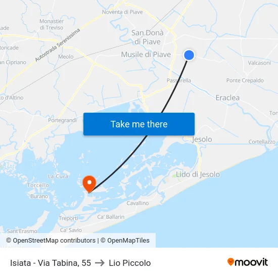 Isiata - Via Tabina, 55 to Lio Piccolo map