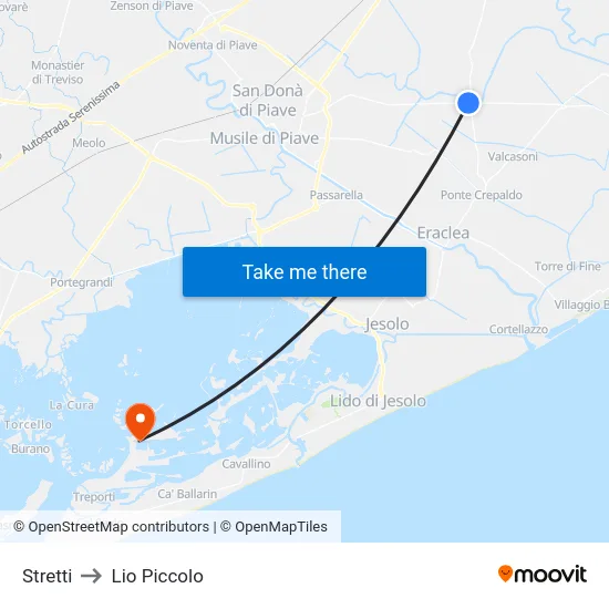 Stretti to Lio Piccolo map