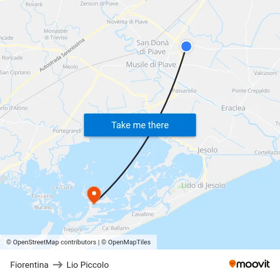 Fiorentina to Lio Piccolo map
