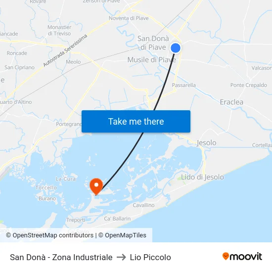 San Donà - Zona Industriale to Lio Piccolo map