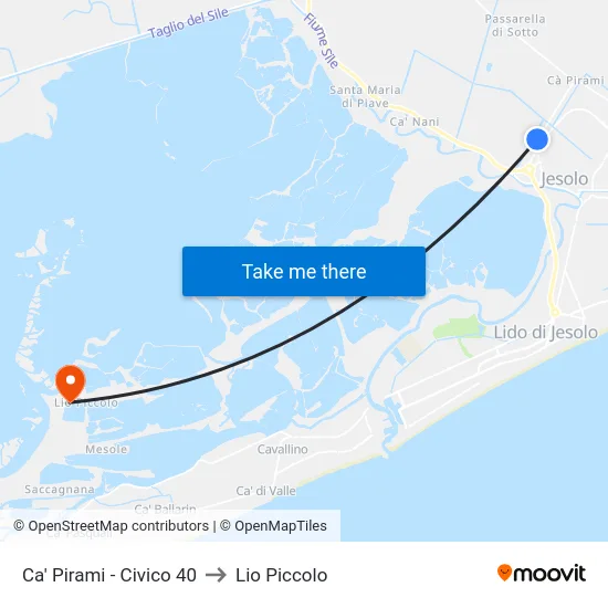 Ca' Pirami - Civico 40 to Lio Piccolo map