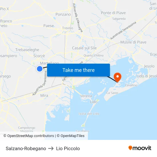 Salzano-Robegano to Lio Piccolo map