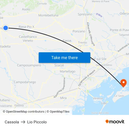Cassola to Lio Piccolo map